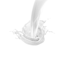 isolated milk drops and splashes on white background