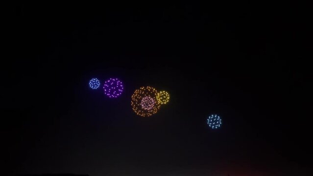 Thousands of drones flying show at night