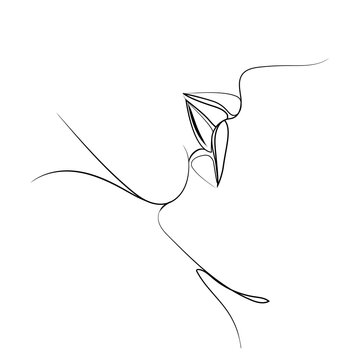 recommend clip art: Kiss vector art line drawing isolated on white background doodle illustration.Minimalism style. Man and woman kissing.Modern design art for decorating icons, wallpapers, postcards, tattoos, prints