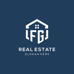 Letter FG logo for real estate with hexagon style