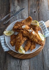 Crispy fried fish with pretzel breading