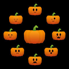 Halloween pumpkin palette of emotions