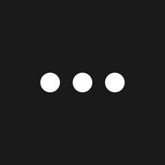 Ellipsis dark mode glyph ui icon. Menu. Simple filled line element. User interface design. White silhouette symbol on black space. Solid pictogram for web, mobile. Vector isolated illustration