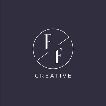 Elegant look monogram FF logo with simple circle line