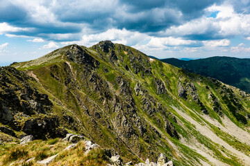 A view of the beautiful surrounding alpine nature from the Chopok ridge in the Low Tatras, Slovakia