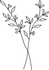 floral flower plant lineart,doodle for invitation card