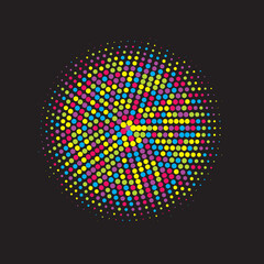 Black Gradient Art. Colorful Halftone Modern. Texture Element. Dot Dots. Circle Half. Graphic Shape. Effect Gradation. Design Logo.