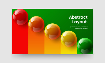 Simple corporate brochure vector design layout. Amazing 3D spheres postcard template.