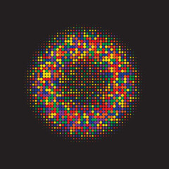 Black Gradient Illustration. Colorful Halftone Shape. Texture Background. Dot Art. Circle Set. Graphic Shape. Effect Half. Design Logo.
