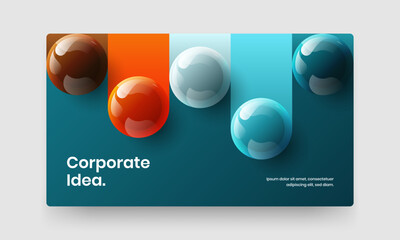 Minimalistic 3D spheres handbill concept. Simple web banner vector design template.