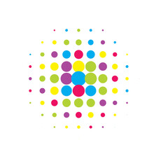 Colorful Halftone Element. Abstract Gradation. Texture Modern. Dot Illustration. Circle Shape. Gradient Element. Effect Retro. Round Background. Design Art.