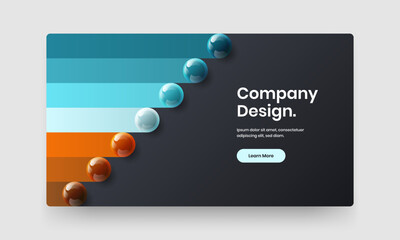 Isolated catalog cover vector design template. Colorful realistic spheres landing page concept.