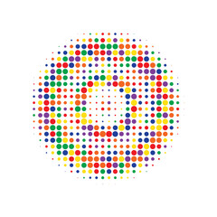 Colorful Halftone Shape. Abstract Retro. Texture Element. Dot Logo. Circle Illustration. Gradient Retro. Effect Element. Round Element. Design Gradation.