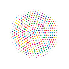 Colorful Halftone Art. Abstract Element. Texture Backdrop. Dot Modern. Circle Logo. Gradient Gradation. Effect Grunge. Round Logo. Design Half.