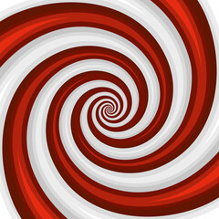 Red and White Hypnotic Spiral Background. Vector