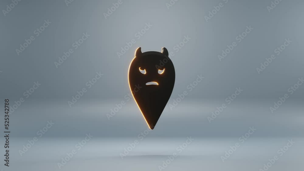 Aufkleber Beautiful abstract animation Halloween, black Ghost Devil with orange light symbol on a blue background . 3d rendering illustration. Background pattern for design. Halloween day. Loops video.	