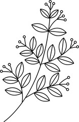 floral flower plant lineart,doodle for invitation card