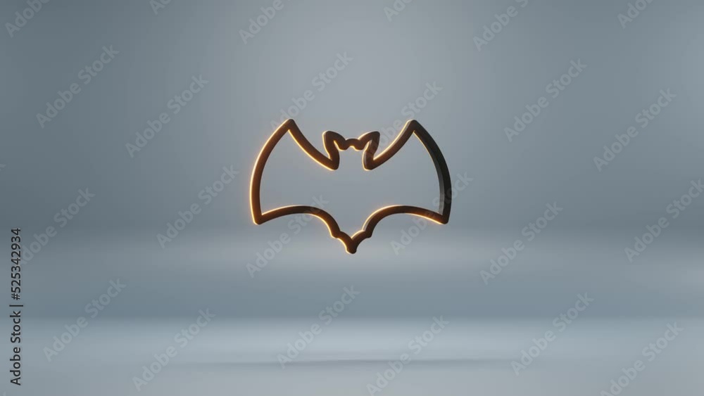 Poster beautiful abstract animation halloween, black bet with orange light symbol on a blue background . 3d