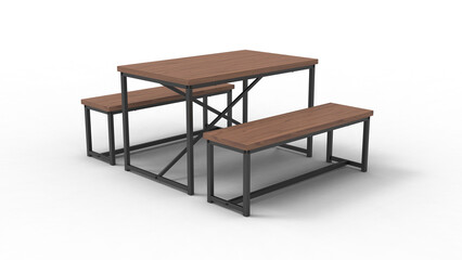 Bench Table angle view with shadow 3d render