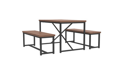 Bench Table side view without shadow 3d render