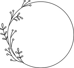 Wreath floral flower plant lineart,doodle for invitation card