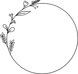 Wreath floral flower plant lineart,doodle for invitation card