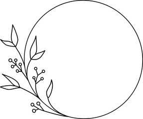 Wreath floral flower plant lineart,doodle for invitation card