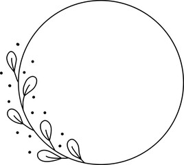 Wreath floral flower plant lineart,doodle for invitation card