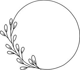 Wreath floral flower plant lineart,doodle for invitation card