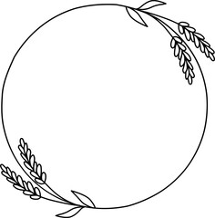 Wreath floral flower plant lineart,doodle for invitation card