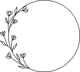 Wreath floral flower plant lineart,doodle for invitation card