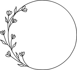 Wreath floral flower plant lineart,doodle for invitation card