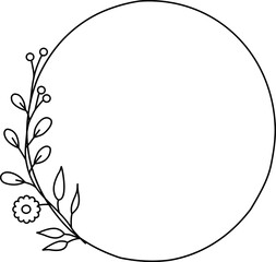 Wreath floral flower plant lineart,doodle for invitation card