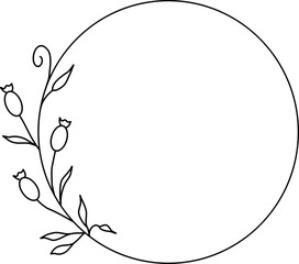 Wreath floral flower plant lineart,doodle for invitation card