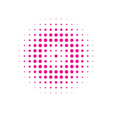 Pink Halftone Gradation. Texture Gradation. Abstract Illustration. Round Element. Design Retro. Effect Modern. Graphic Logo. Dot Illustration. Gradient Dots.