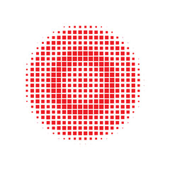 Red Halftone Retro. Texture Background. Abstract Logo. Round Background. Design Gradation. Effect Background. Graphic Shape. Dot Dots. Gradient Illustration.