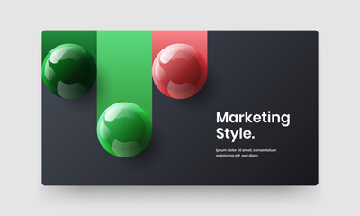 Bright landing page design vector concept. Simple realistic spheres company cover template.