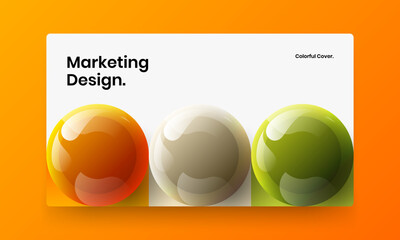 Fresh corporate cover design vector illustration. Premium 3D balls booklet template.