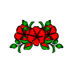 Hand drawn vector red rose flower illustration
