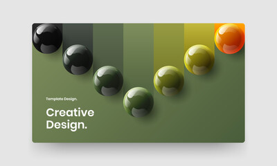 Trendy 3D spheres site template. Bright company cover vector design concept.