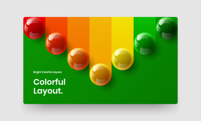 Original horizontal cover vector design concept. Trendy 3D balls presentation illustration.
