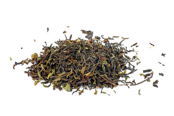 Pile of black tea isolated on a white background