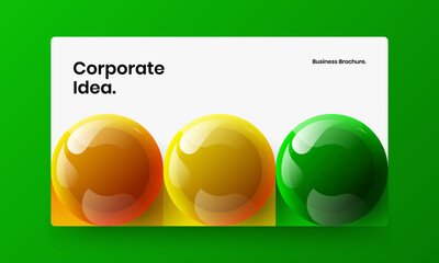 Modern website design vector layout. Original 3D spheres company brochure illustration.