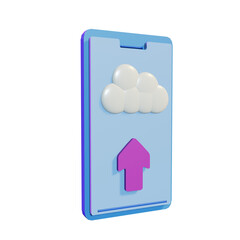 cloud phone with an up arrow 