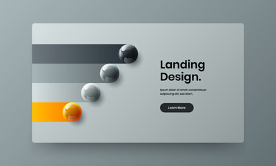Colorful realistic balls horizontal cover concept. Bright landing page design vector illustration.