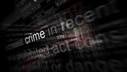 Headline titles media with Crime and criminal 3d illustration