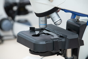 Medical equipment. microscope. Background, laboratory concept, macro