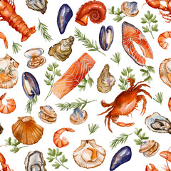 seamless pattern with shrimp