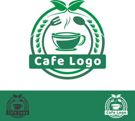 Green Cafe Logo Design Template