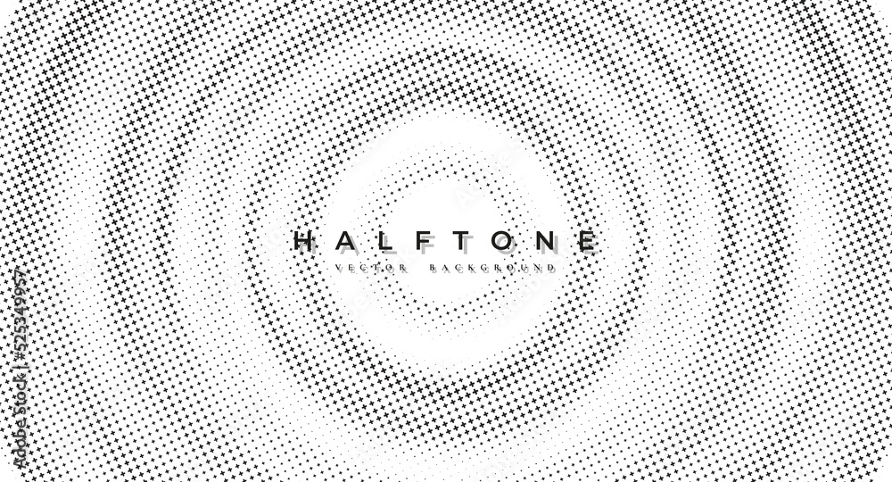 Wall mural abstract halftone dots with circular plus shape.